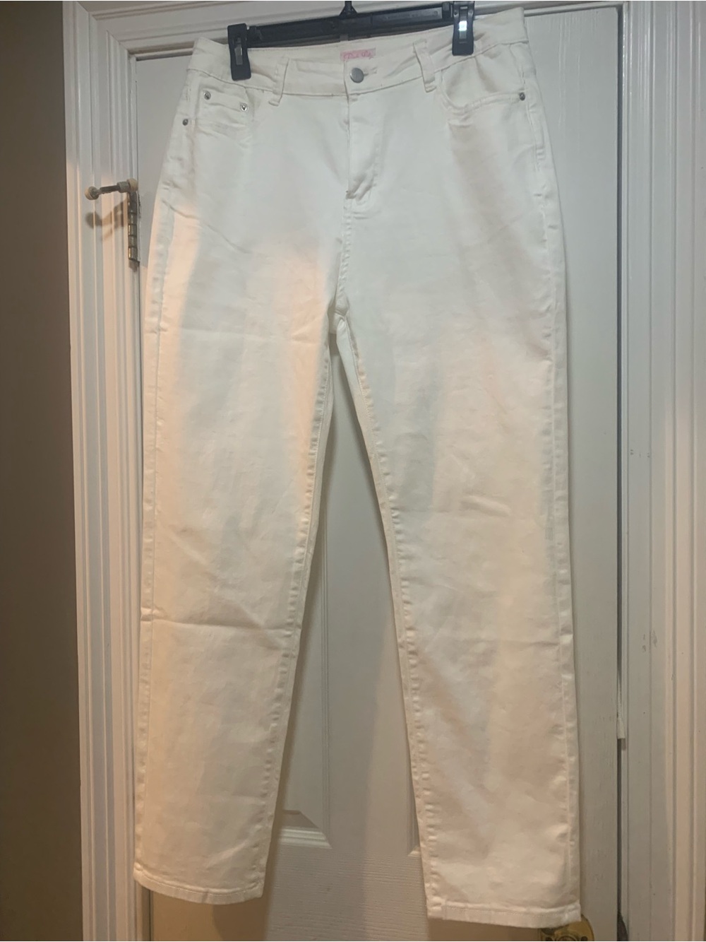 Pink Lily White Straight Leg Jeans - High Rise